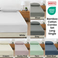 400TC Bamboo Cotton Fitted Sheet with Pillowcase Set Long Single Size 40cm Wall Dusty Pink - SuperSaverAU - view 2