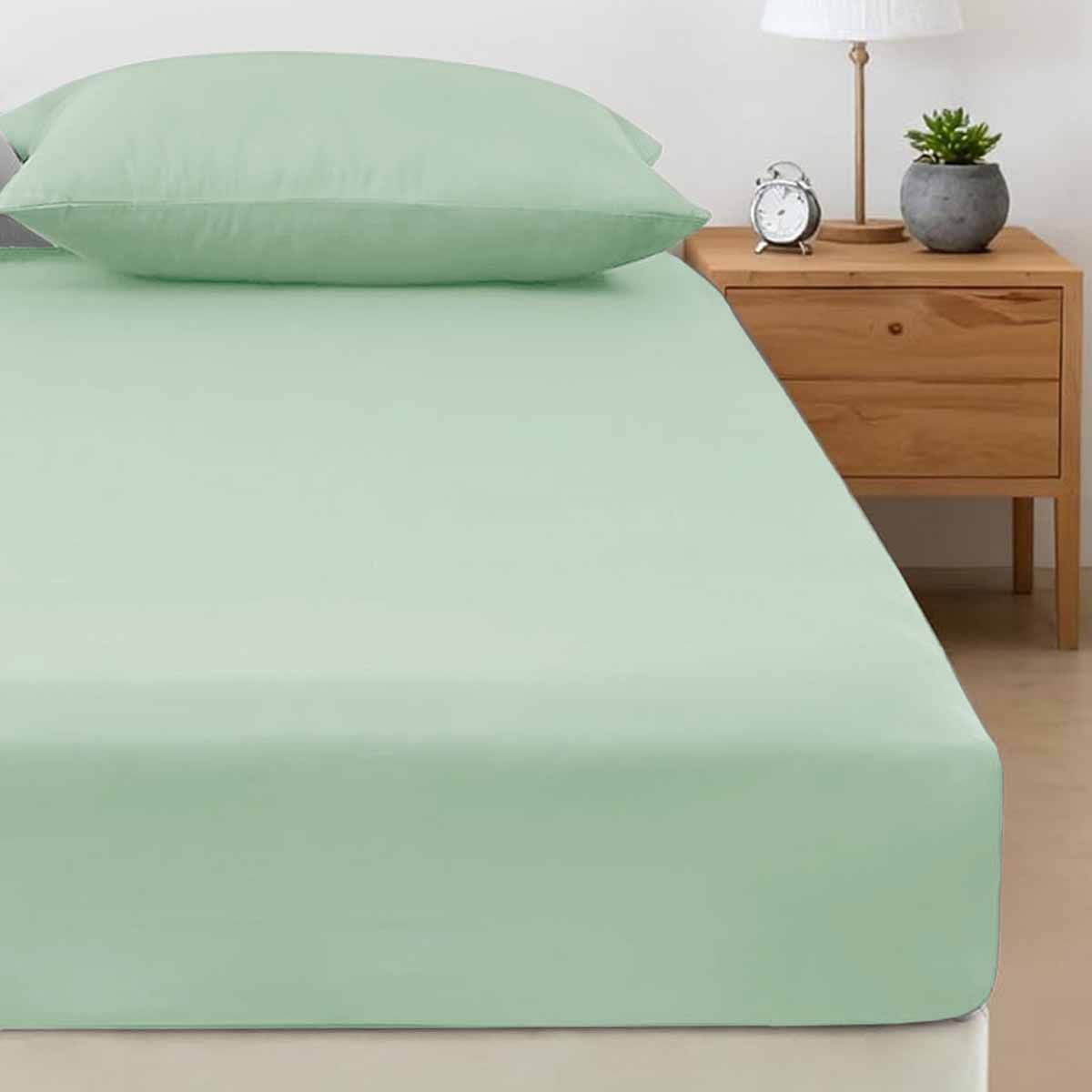 400TC Bamboo Cotton Fitted Sheet with Pillowcase Set Long Single Size 40cm Wall Fern - SuperSaverAU - view 1