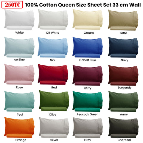 Artex 250TC 100% Cotton Sheet Set Single Grey - Solid Colour Design - SuperSaverAU - view 1
