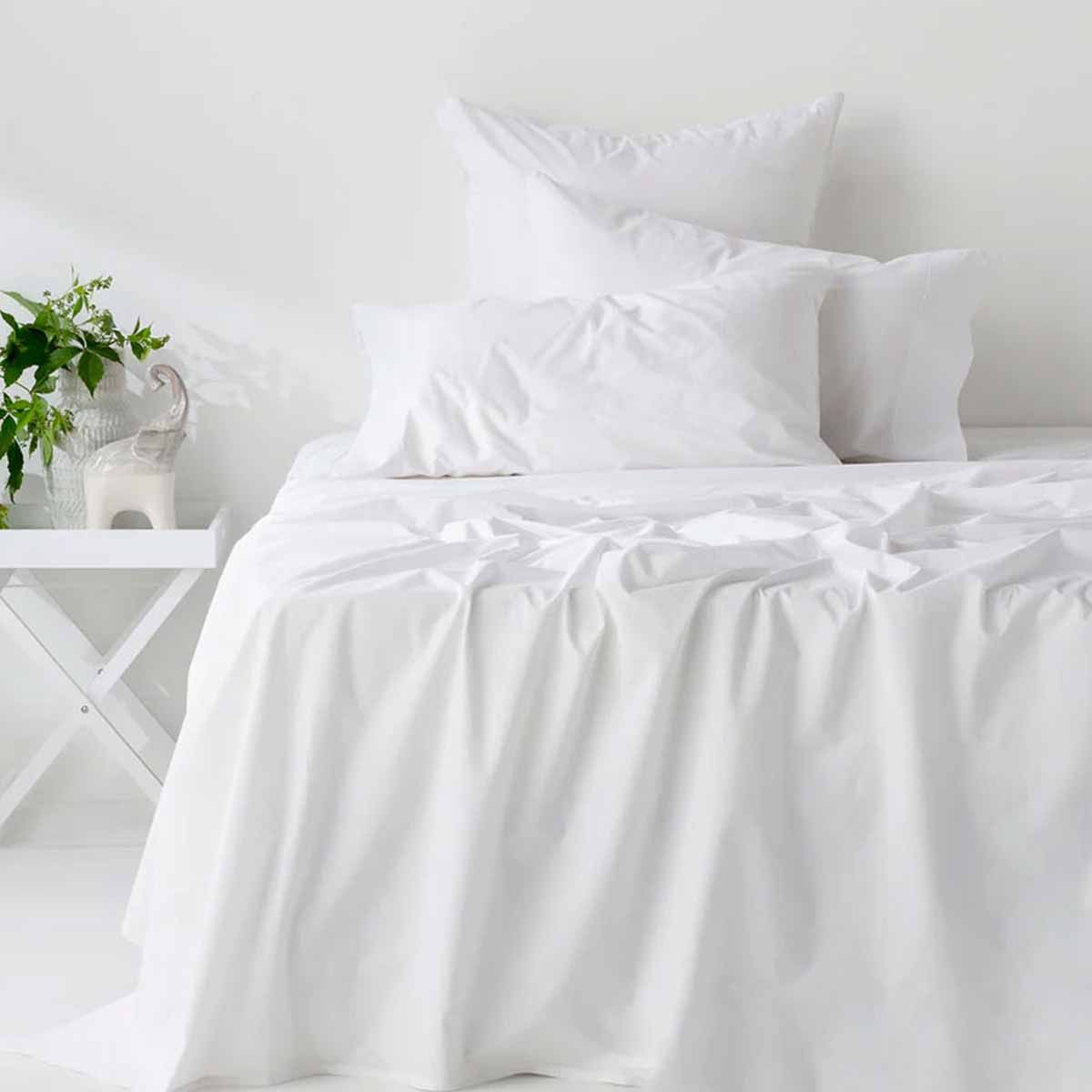 400TC Organic Cotton Premium White Sheet Set Long-Staple Commercial-Grade Durability Double - SuperSaverAU - view 1