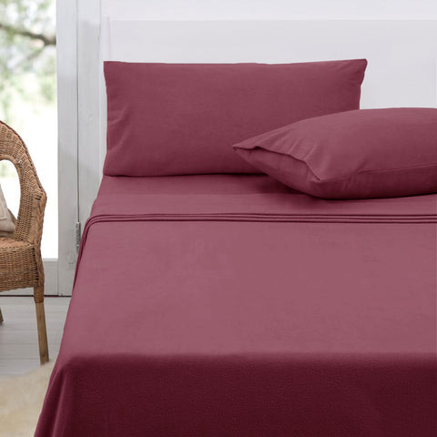 Polar Fleece Sheet Set King 36cm Wall with King Pillowcases - Rosewood - SuperSaverAU - view 1