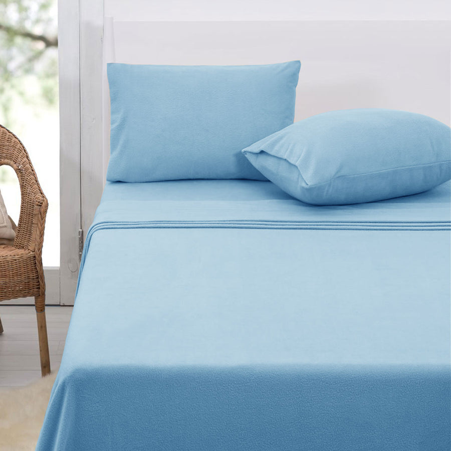 Polar Fleece Sheet Set Queen 36cm Wall Sky - Lightweight, Wrinkle Resistant - SuperSaverAU - view 1