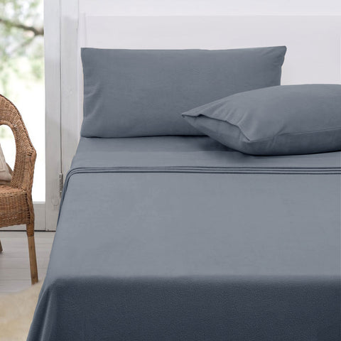 Polar Fleece Sheet Set King 36cm Wall with King Pillowcases - Slate - SuperSaverAU - view 1