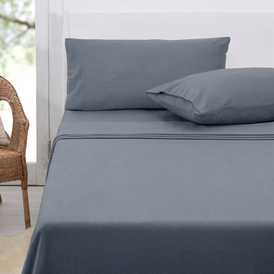 Polar Fleece Sheet Set King 36cm Wall with King Pillowcases - Slate - SuperSaverAU - view 1