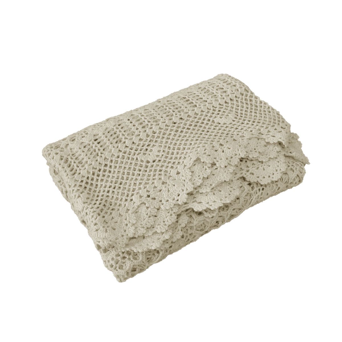 Linen Knitted Crochet Cotton Tablecloth Square 137 x 137cm Scalloped Edge 4-Seater - SuperSaverAU - view 1