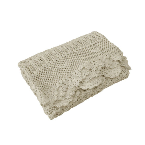 Linen Knitted Crochet Cotton Tablecloth Square 137 x 137cm Scalloped Edge 4-Seater - SuperSaverAU - view 1