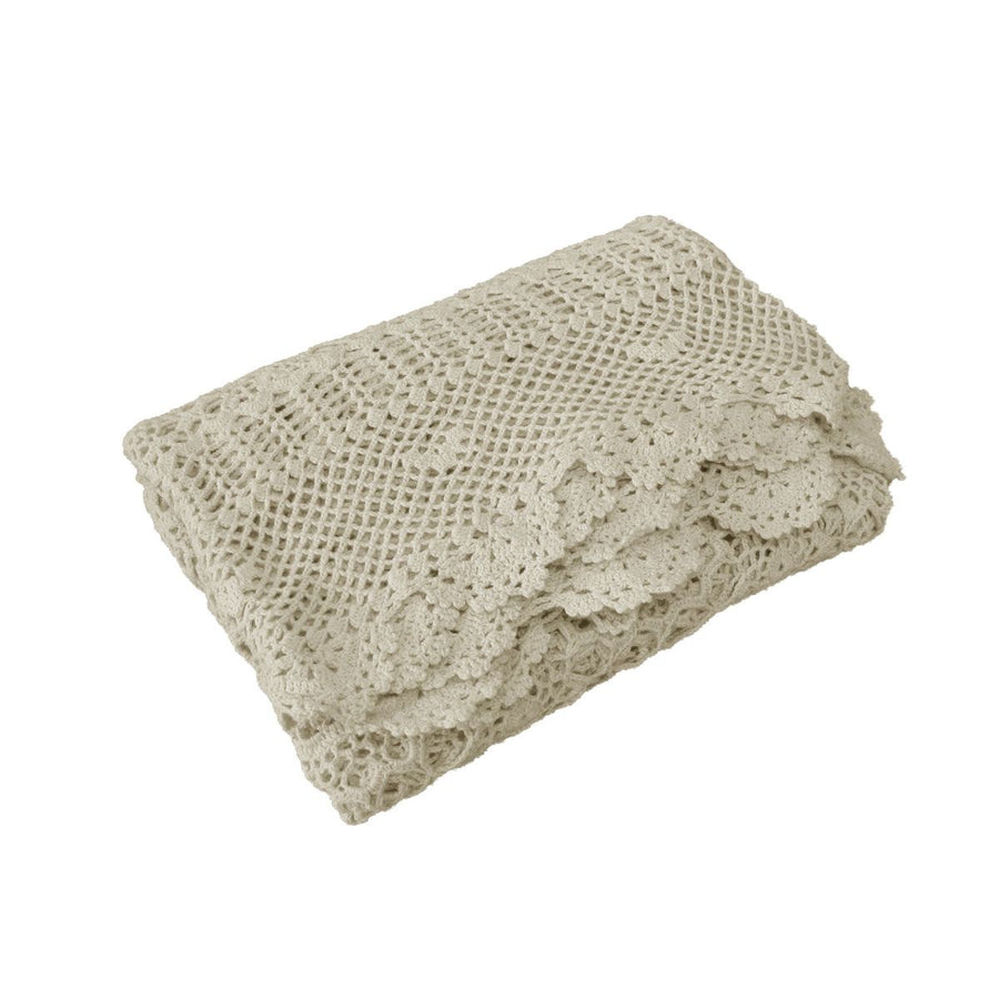 Linen Knitted Crochet Cotton Tablecloth Square 137 x 137cm Scalloped Edge 4-Seater - SuperSaverAU - view 1