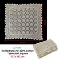 Linen Knitted Crochet Cotton Tablecloth Square 137 x 137cm Scalloped Edge 4-Seater - SuperSaverAU - view 3