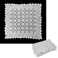 White Knitted Crochet Cotton Tablecloth Square 137 x 137 cm Scalloped Edging 4-Seater - SuperSaverAU - view 2