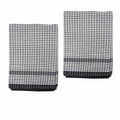 Hotel Living Set of 2 Jumbo Cotton Check Tea Towels 60x90cm Black - SuperSaverAU - view 1