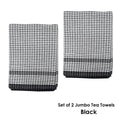 Hotel Living Set of 2 Jumbo Cotton Check Tea Towels 60x90cm Black - SuperSaverAU - view 2