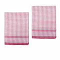 Hotel Living Set of 2 Jumbo Cotton Check Tea Towels 60x90cm Cherry - SuperSaverAU - view 1