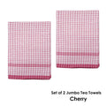 Hotel Living Set of 2 Jumbo Cotton Check Tea Towels 60x90cm Cherry - SuperSaverAU - view 2