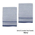 Hotel Living Set of 2 Jumbo Cotton Check Tea Towels 60x90cm Navy - SuperSaverAU - view 2