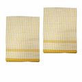 Hotel Living Set of 2 Jumbo Cotton Check Tea Towels 60x90cm Yellow - SuperSaverAU - view 1