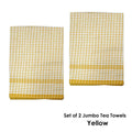 Hotel Living Set of 2 Jumbo Cotton Check Tea Towels 60x90cm Yellow - SuperSaverAU - view 2