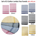 Hotel Living Set of 2 Jumbo Cotton Check Tea Towels 60x90cm Yellow - SuperSaverAU - view 3