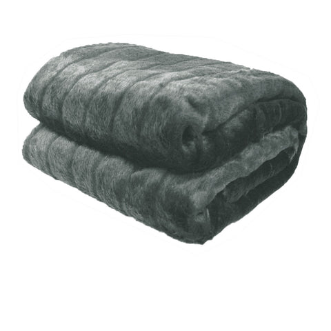 Premium Faux Fur Throw Rug - Channel Grey, 127 x 152cm