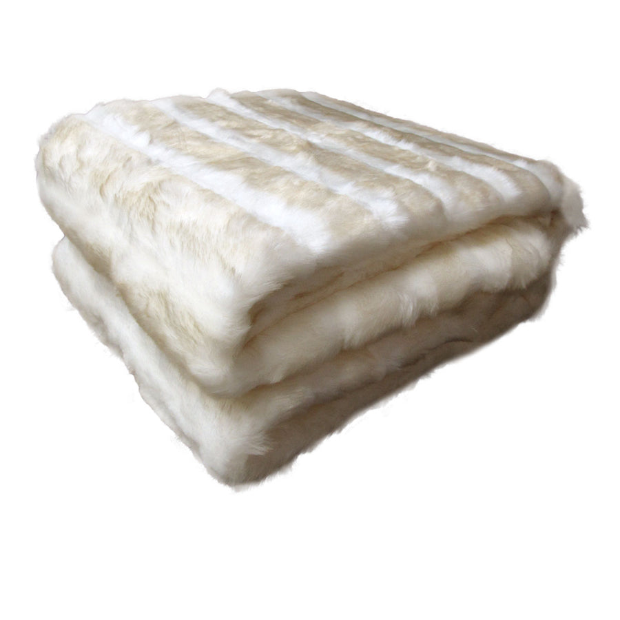 Faux Fur Luxury Animal Throw Rug 127 x 152 cm - White Cream Chinchilla - SuperSaverAU - view 1