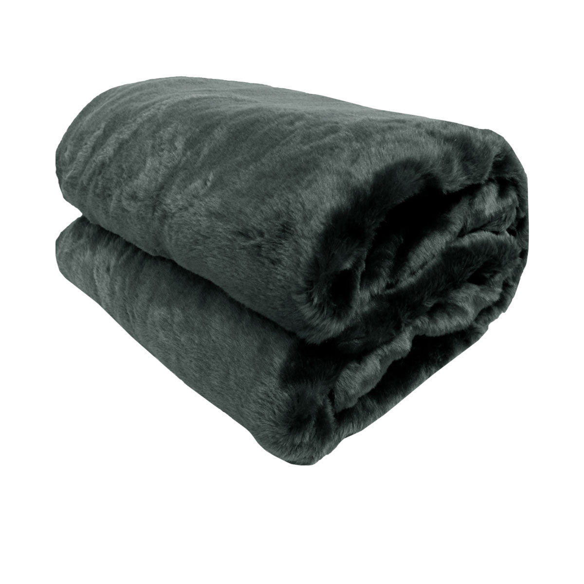 Faux Mink Throw Rug Charcoal 127 x 152 cm - Soft Polyester Faux Fur Design - SuperSaverAU - view 1