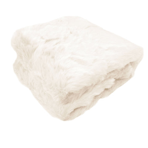 Premium Ariana Long Fleece Faux Fur Throw Rug - Cream, 127 x 152cm