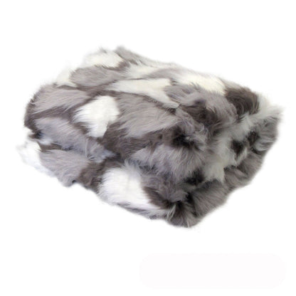 Riley Faux Fur Throw Rug 127 x 152 cm Grey Camouflage, Soft Polyester