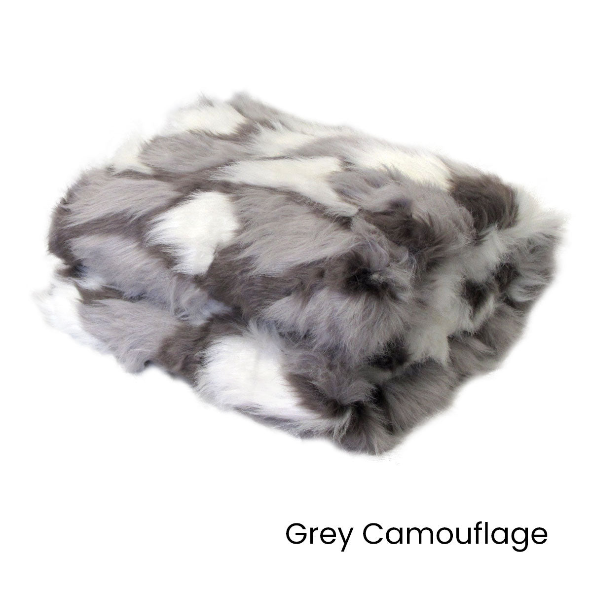 Riley Faux Fur Throw Rug 127 x 152 cm Grey Camouflage, Soft Polyester