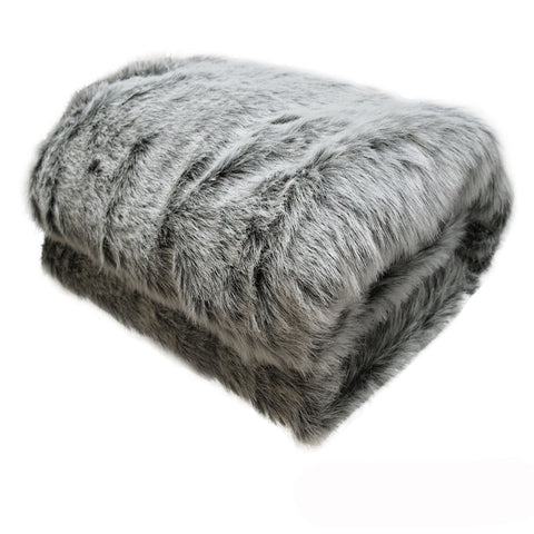 Sia Luxury Faux Fur Throw Rug 127x152cm Mongolian Wolf