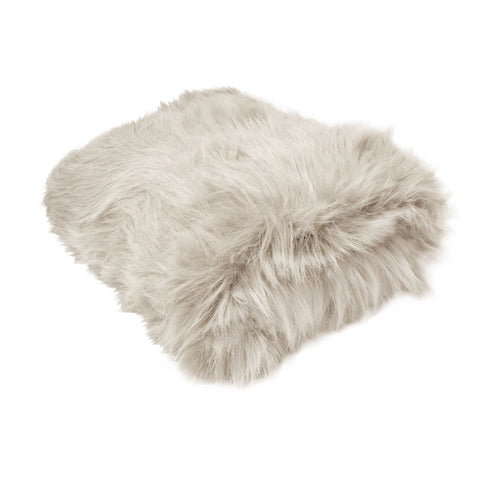 Radisson Angora Long Hair Faux Fur Throw Rug - Oyster, 127 x 152cm