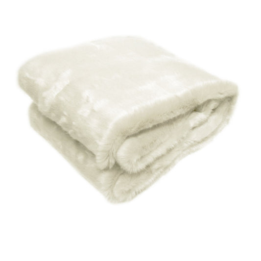 Radisson Polar Bear Faux Fur Throw Rug 127 x 152 cm - Cream, Machine Washable