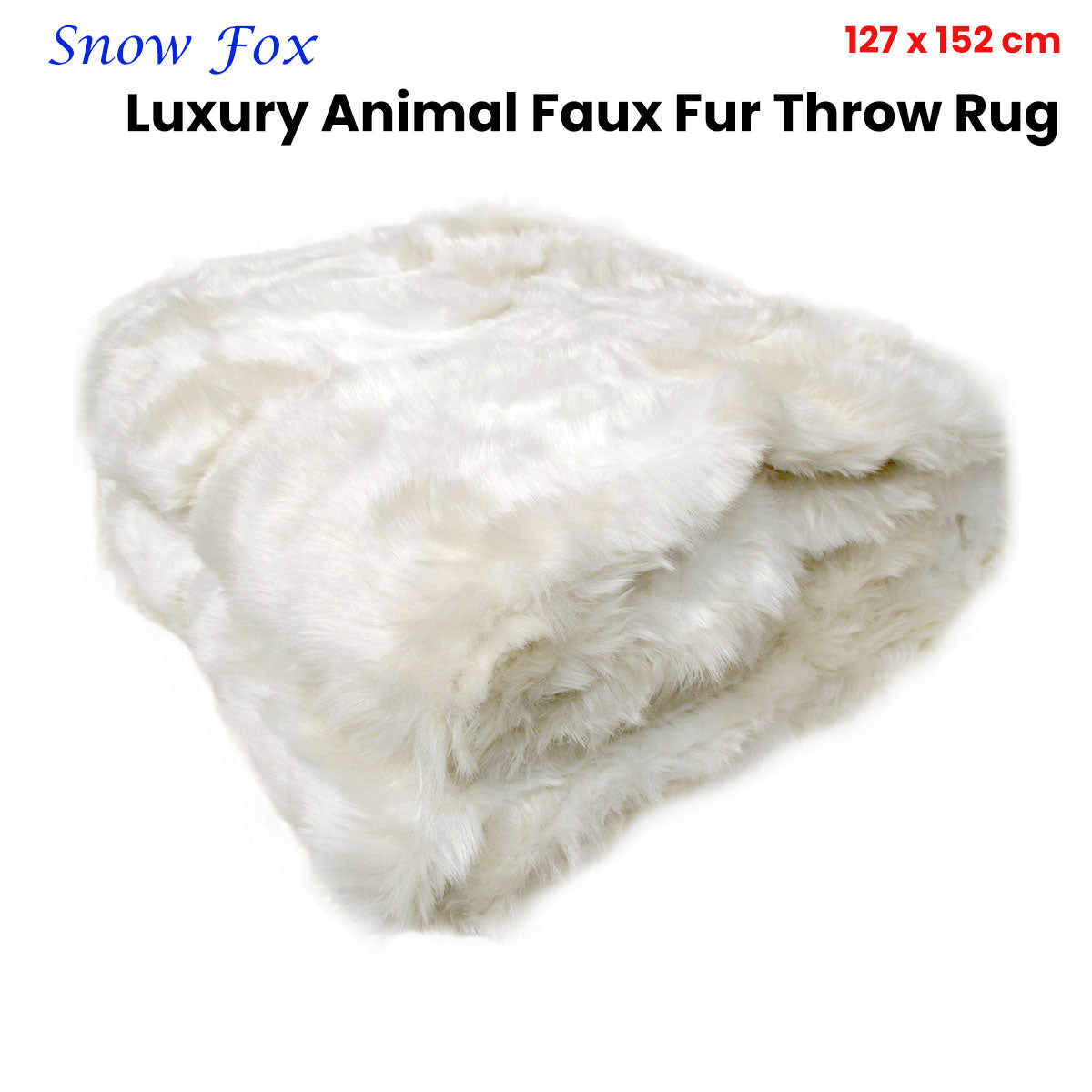 Radisson Snow Fox Luxury Faux Fur Throw Rug 127 x 152 cm - Machine Washable