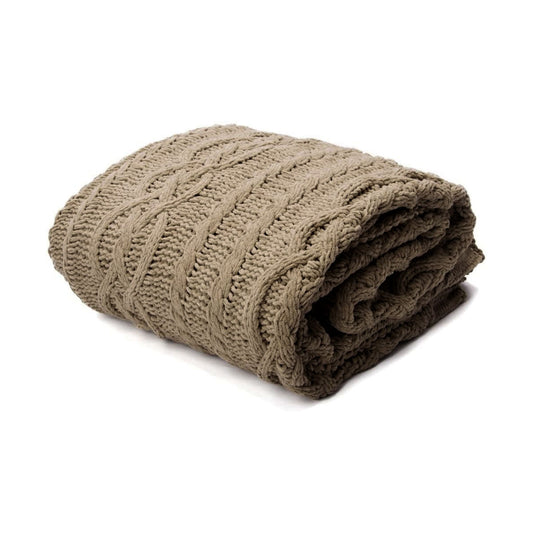 Asher Knitted Throw Rug 130 x 170 cm - Luxurious Polyester in Neutral Hues
