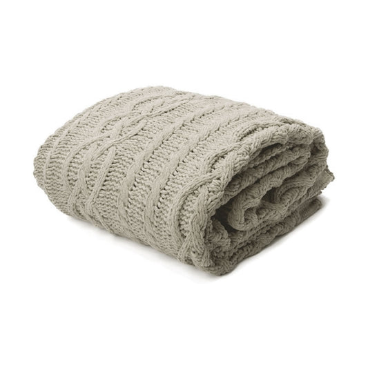 Asher Knitted Throw Rug 130 x 170 cm - Luxurious Polyester in Neutral Hues