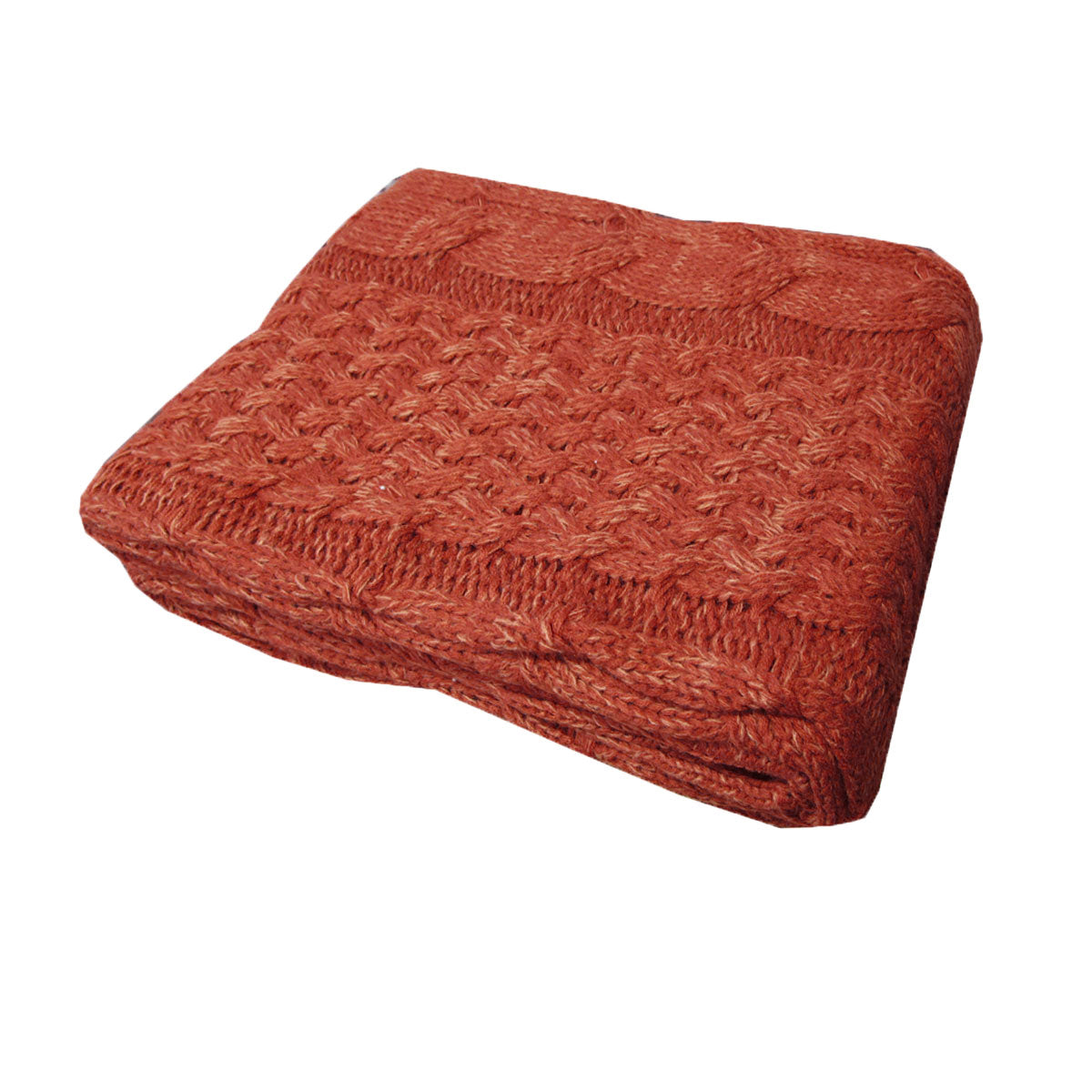Cable Knitted Throw Rug 127 x 152 cm - Soft Polyester in Grey or Red - SuperSaverAU - view 1