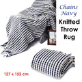 Chains Navy Knitted Throw Rug 127 x 152 cm - Soft Acrylic/Polyester Design - SuperSaverAU - view 2