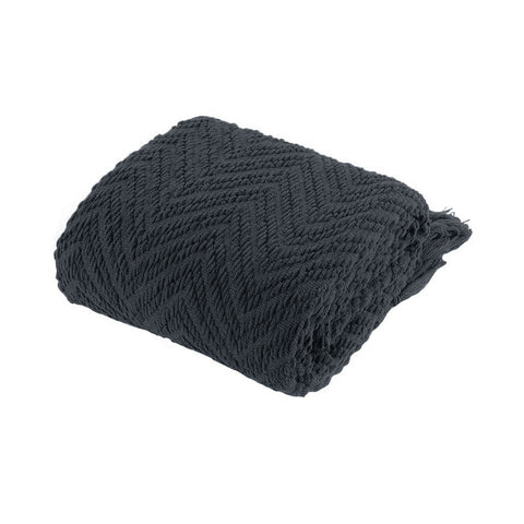 Ezra Chevron Knitted Throw Rug 127 x 152 cm - Soft Polyester, Light Tones - SuperSaverAU - view 1