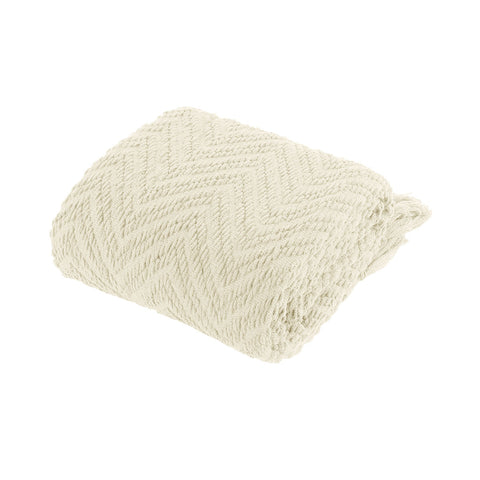 Ezra Chevron Knitted Throw Rug 127 x 152 cm - Soft Polyester, Light Tones - SuperSaverAU - view 1