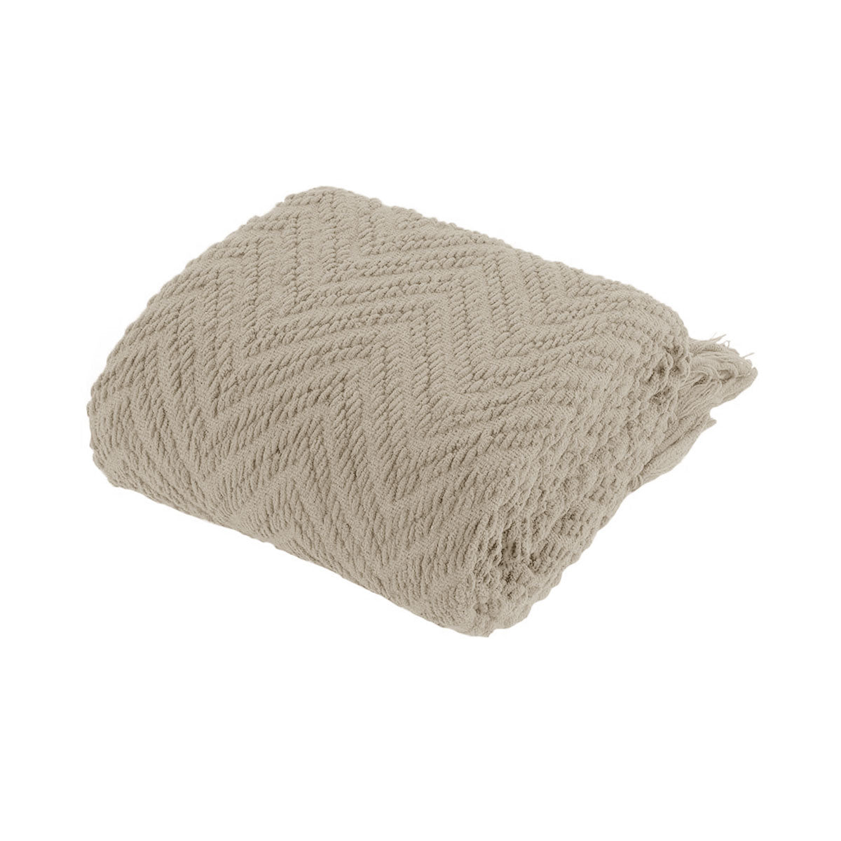 Ezra Chevron Knitted Throw Rug 127 x 152 cm - Soft Polyester, Light Tones - SuperSaverAU - view 1