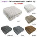 Harper Ruched Faux Fur Throw Rug – Grey 127 x 152cm