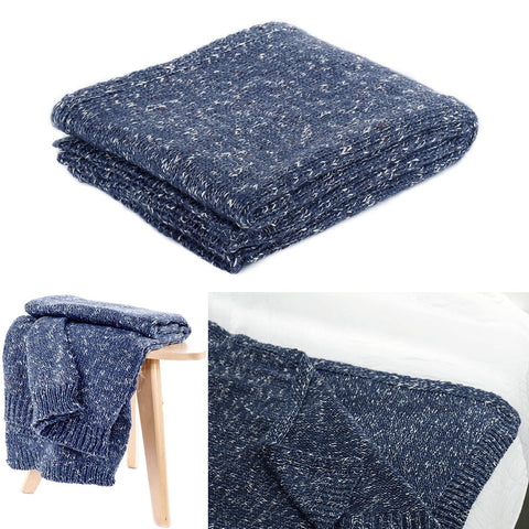 Havana Blue Woven Throw Rug 127 x 152 cm - Soft Acrylic Cotton Blend - SuperSaverAU - view 1