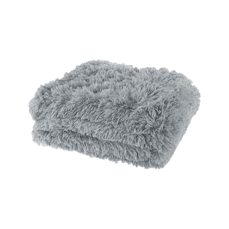 Premium Lucia Shaggy Throw Rug - Grey, 127 x 152cm