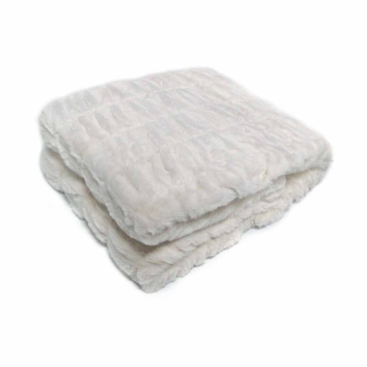 Premium Meadow Faux Fur Throw Rug – Off White 127 x 152cm