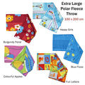 Artex Assorted Extra Large Print Polar Fleece Throw Rug 150 x 200 cm Burgundy Floral - SuperSaverAU - view 2