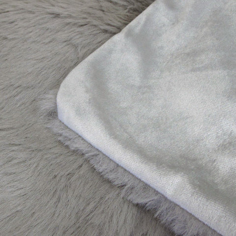 Tuscany Luxury Faux Sheep Wool Fur Throw Rug 127 x 152 cm - Silver, Velvet Reverse - SuperSaverAU - view 1