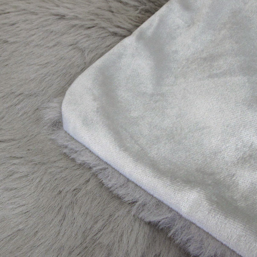 Tuscany Luxury Faux Sheep Wool Fur Throw Rug 127 x 152 cm - Silver, Velvet Reverse - SuperSaverAU - view 1