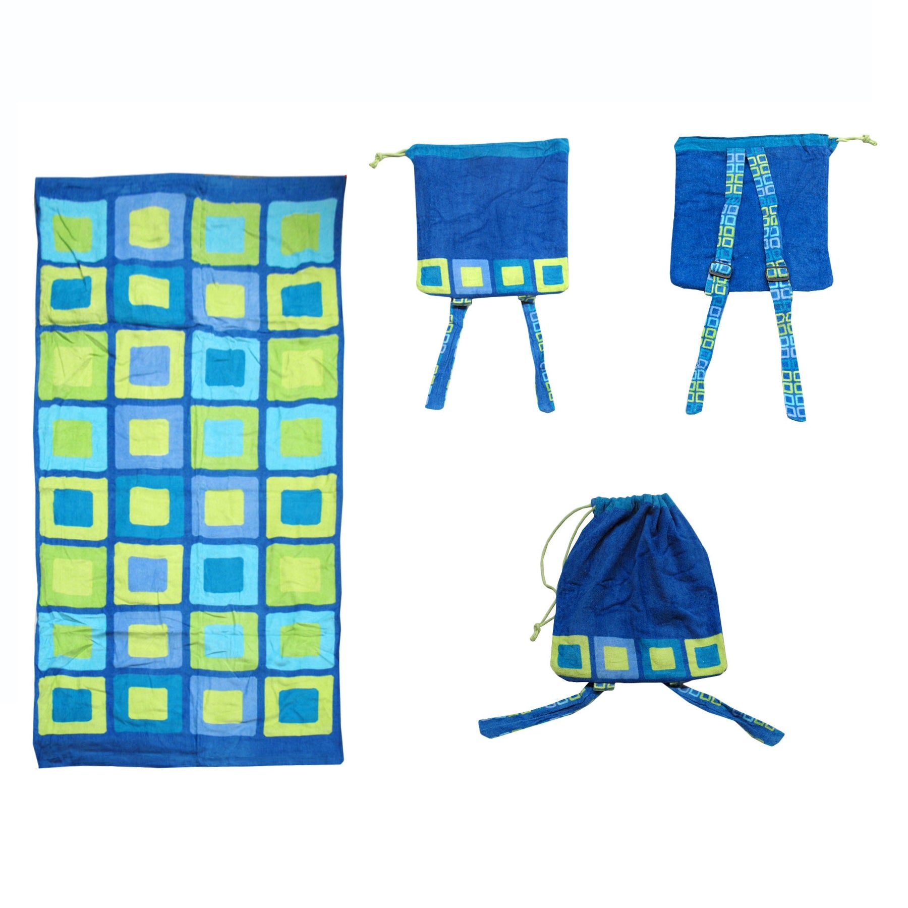 Kids Beach Towel & Bag - 75 x 150 cm, 100% Cotton, Various Fun Designs - SuperSaverAU - view 1