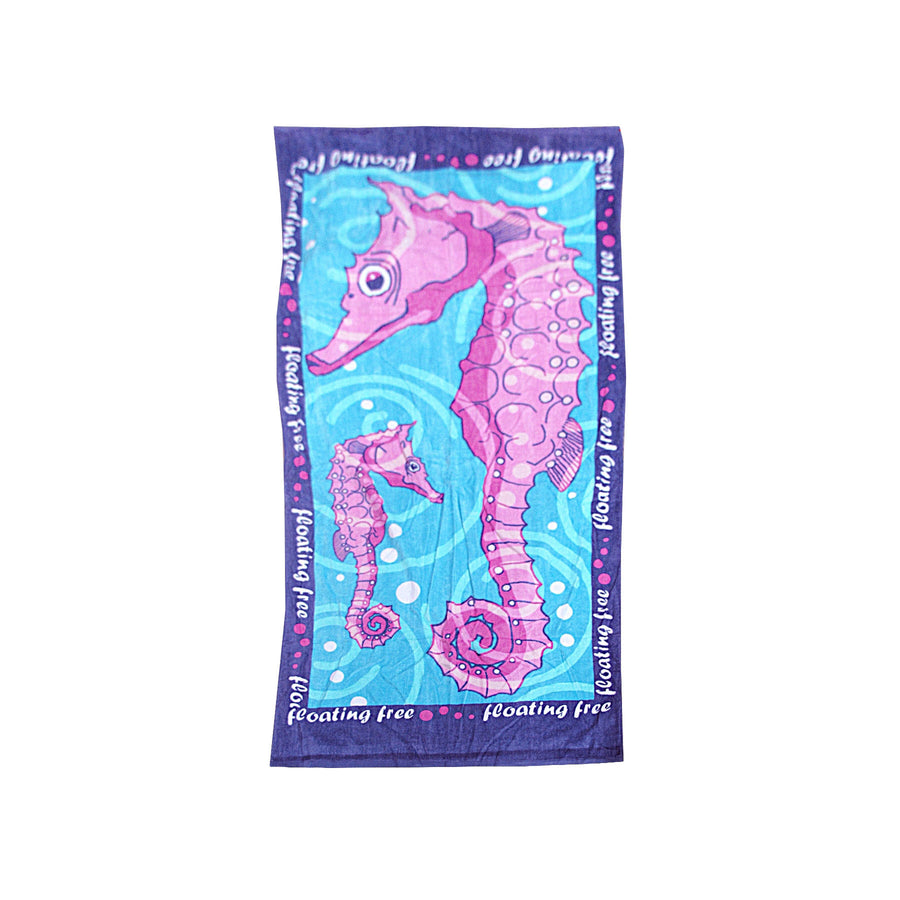 Seahorse 2 in 1 Beach Towel & Backpack - 78 x 162 cm, 100% Cotton - SuperSaverAU - view 1