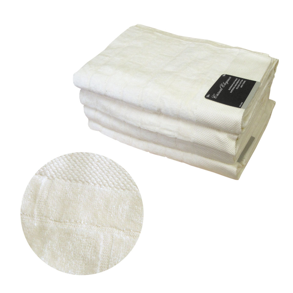500GSM 4 Pack 100% Cotton Velour Bath Towels Ivory 70 x 140 cm - SuperSaverAU - view 1