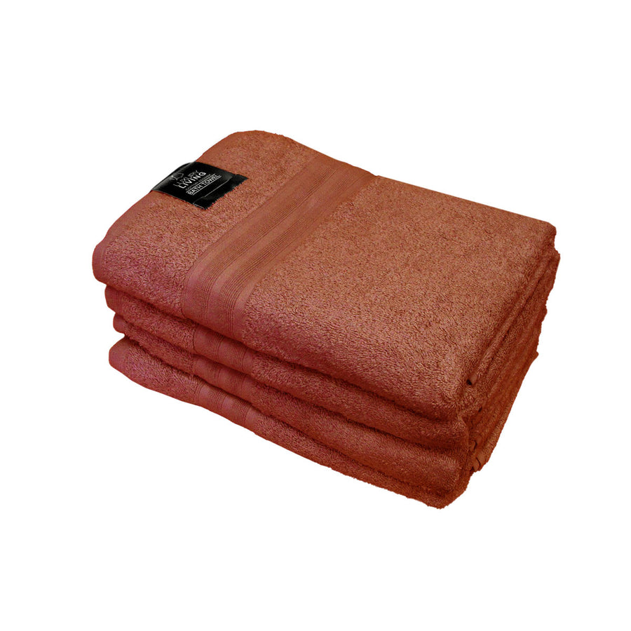 550GSM Set of 4 100% Cotton Terry Bath Towels 70 x 140 cm - Ginger - SuperSaverAU - view 1
