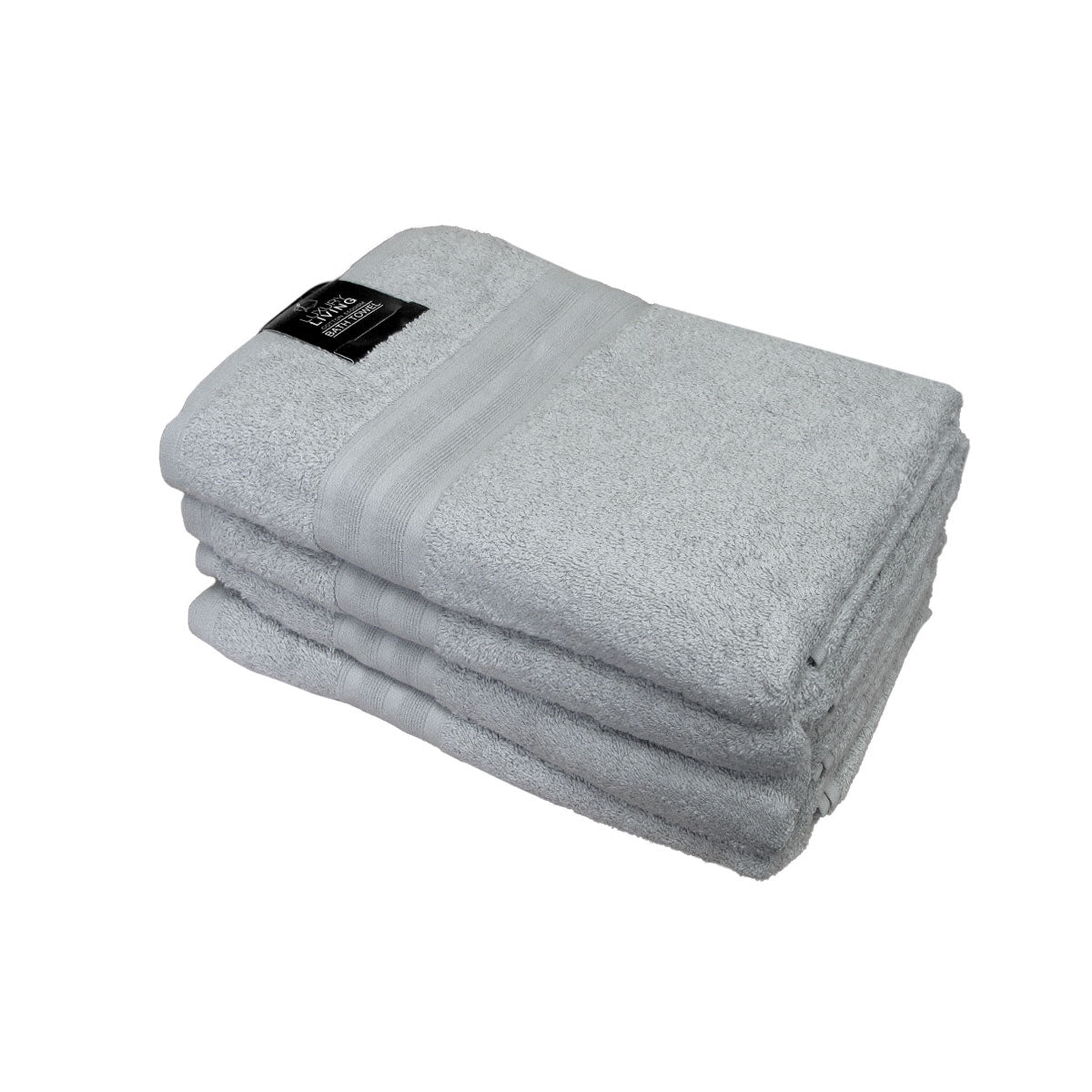 550GSM Set of 4 100% Cotton Terry Bath Towels 70 x 140 cm - Silver - SuperSaverAU - view 1